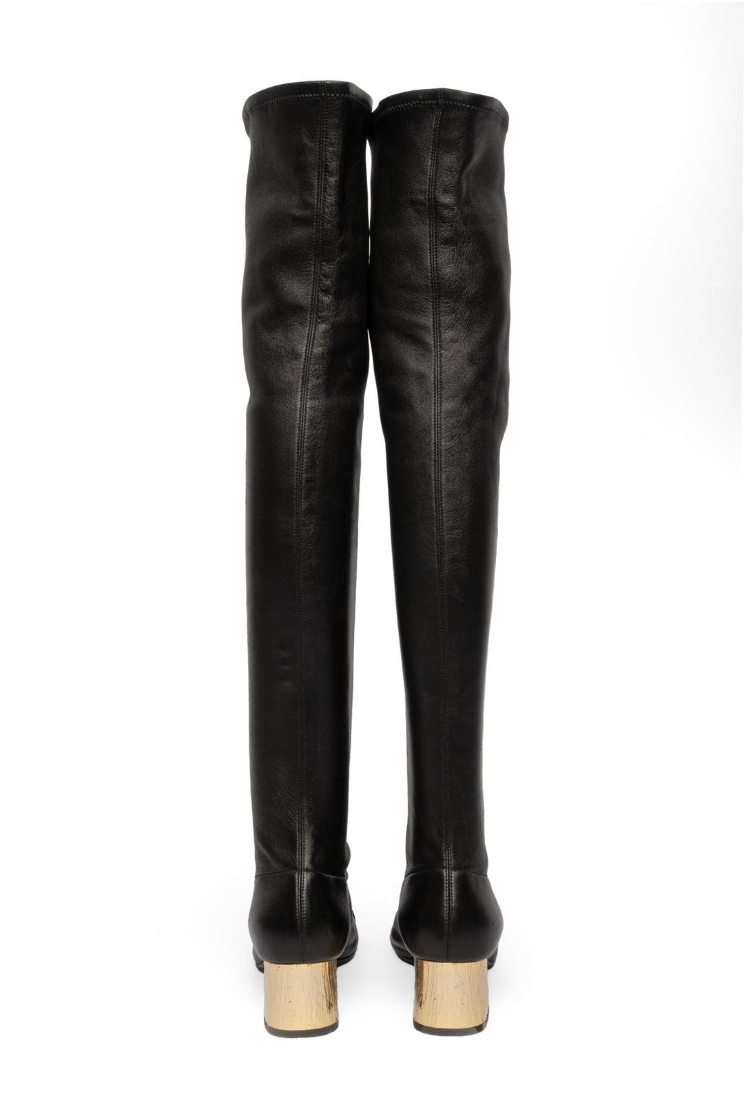 Chanel Size 35.5 Leather Over The Knee Boots