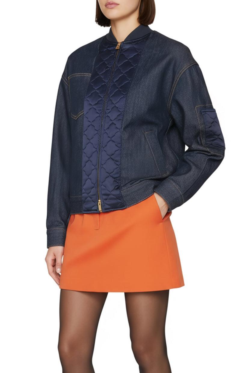 Fendi Size 36 Silk Quilted Denim Jacket