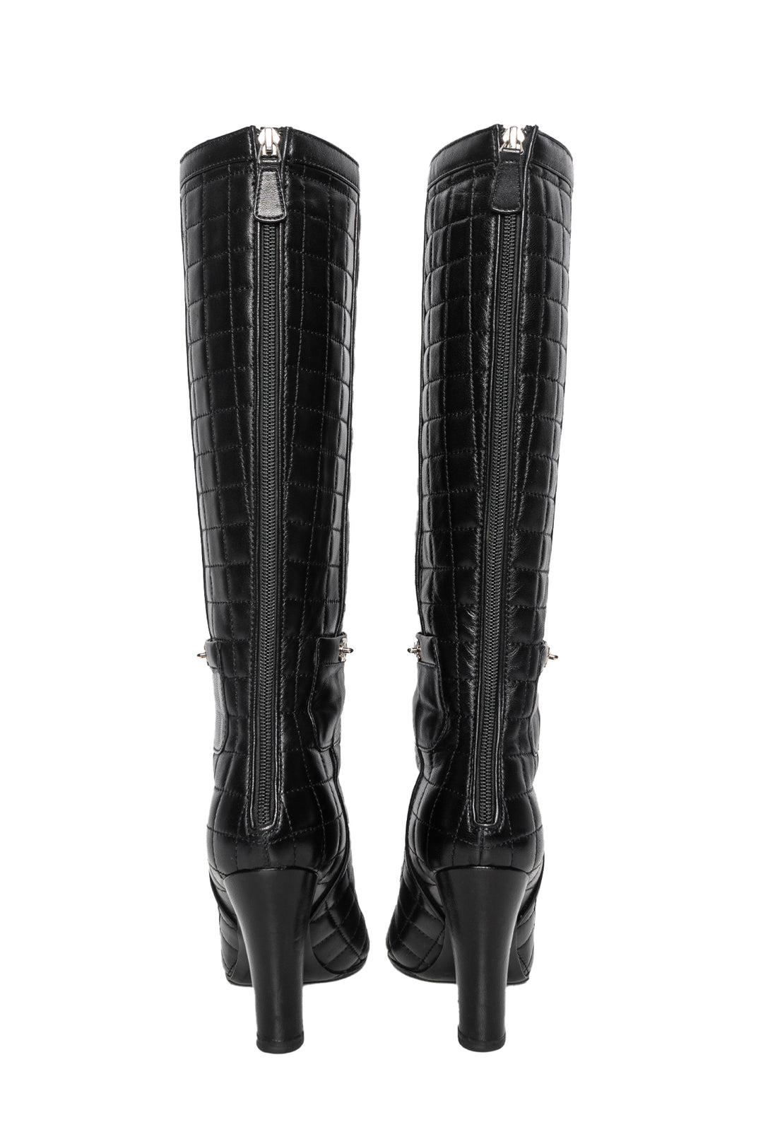 Chanel Size 36.5 Quilted Leather Knee-High Boots