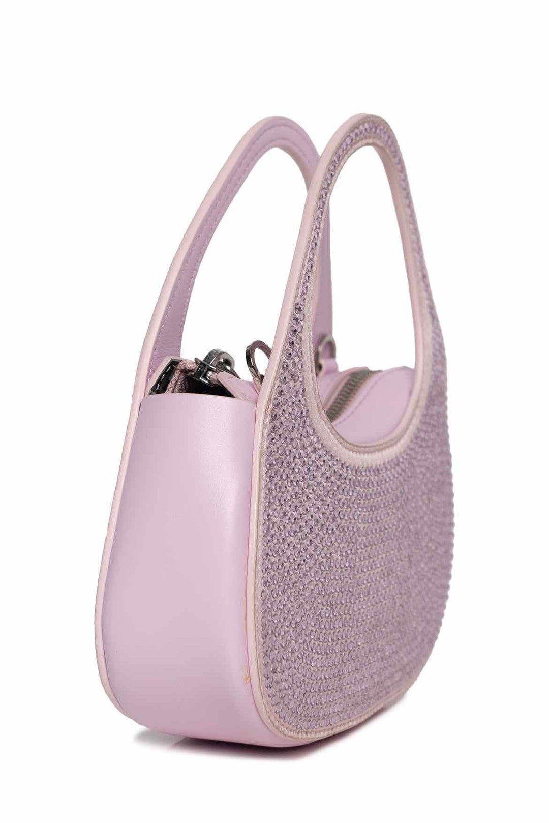 Coperni Pink Crystal Micro Baguette Swipe Shoulder Bag