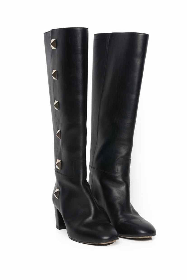 Valentino Size 37 Tall Rockstud Accent Boots