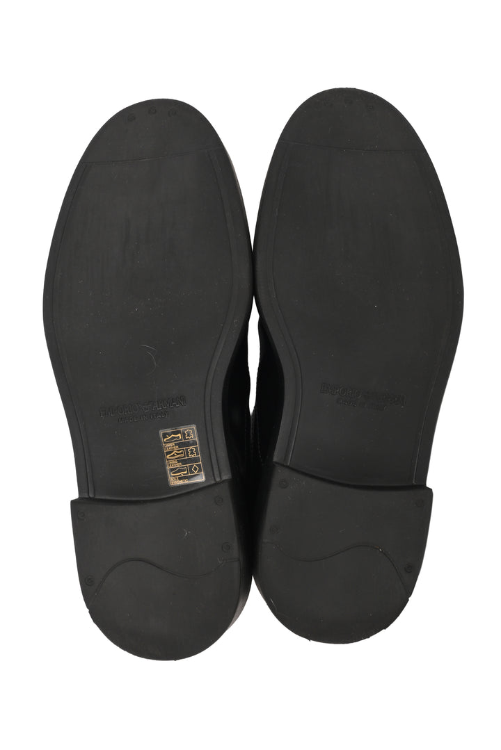 Emporio Armani Mens Shoe Size 8.5 Brushed Leather Monkstraps Loafers