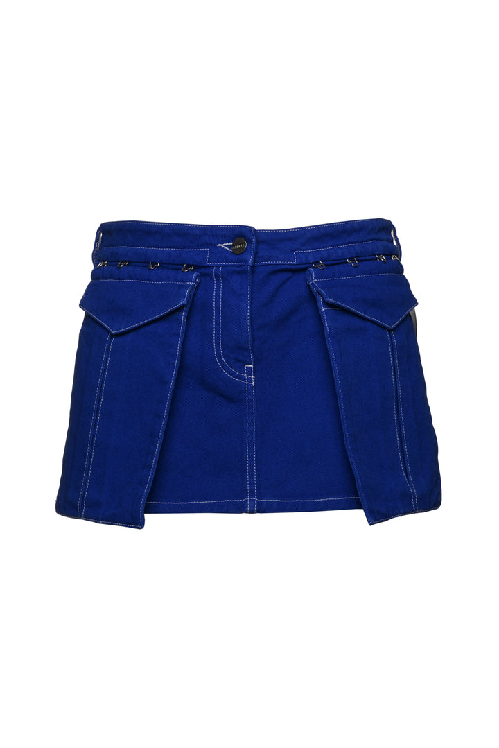 Dion Lee Size 2 Denim Cargo Mini Skirt
