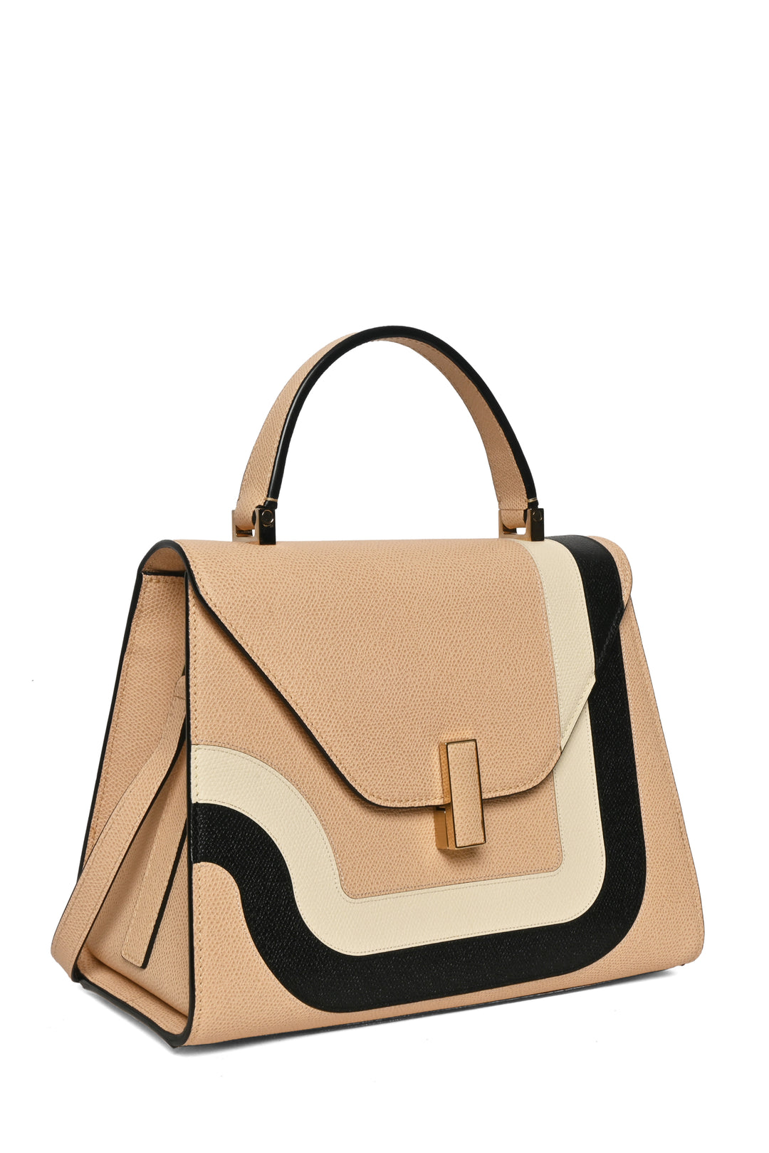 Valextra Iside Medium Striped Top Handle Bag