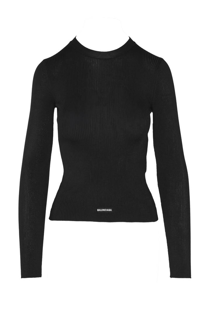 Balenciaga Size XS 2021 Ribbed Fine Knit Logo Sweater