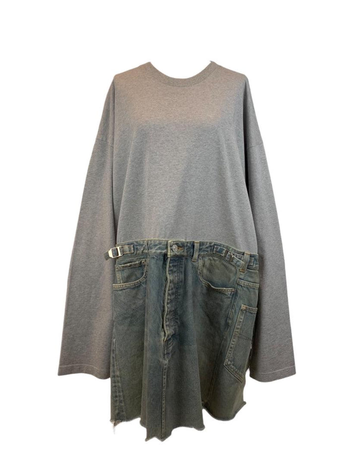 Balenciaga Size 4 Mixed-Media Illusion Oversized T-Shirt Dress