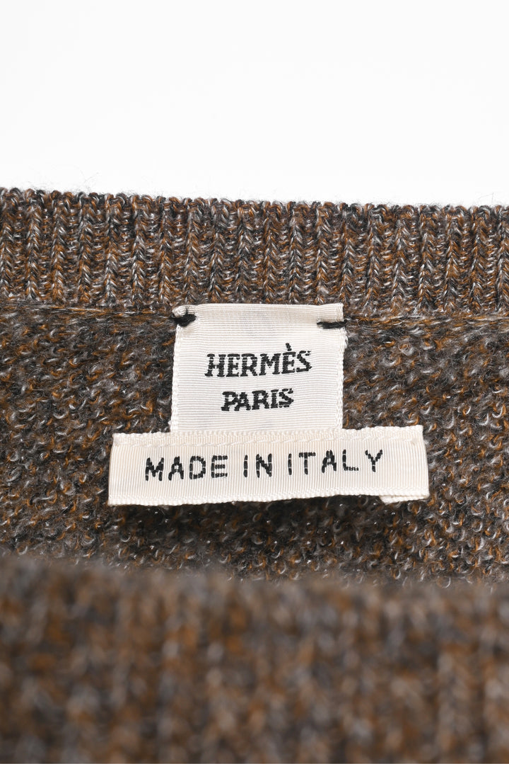 Hermes Size 36 Cashmere Knit & Lambskin Sleeve Sweater