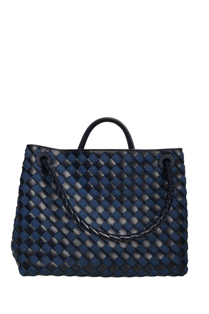 Bottega Veneta Intrecciato Denim & Nappa Medium Andiamo Shoulder Bag