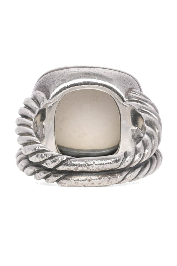 David Yurman Size 7 Sterling Silver & White Agate Albion Ring