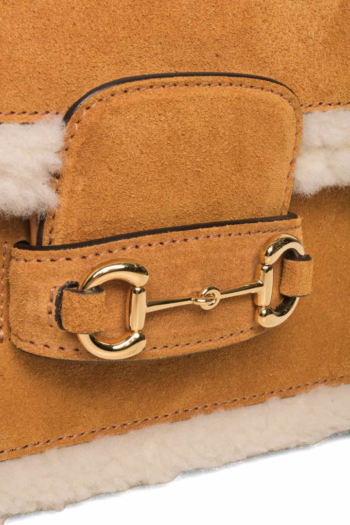 Gucci Suede Shearling Horsebit Mini 1955 Shoulder Bag