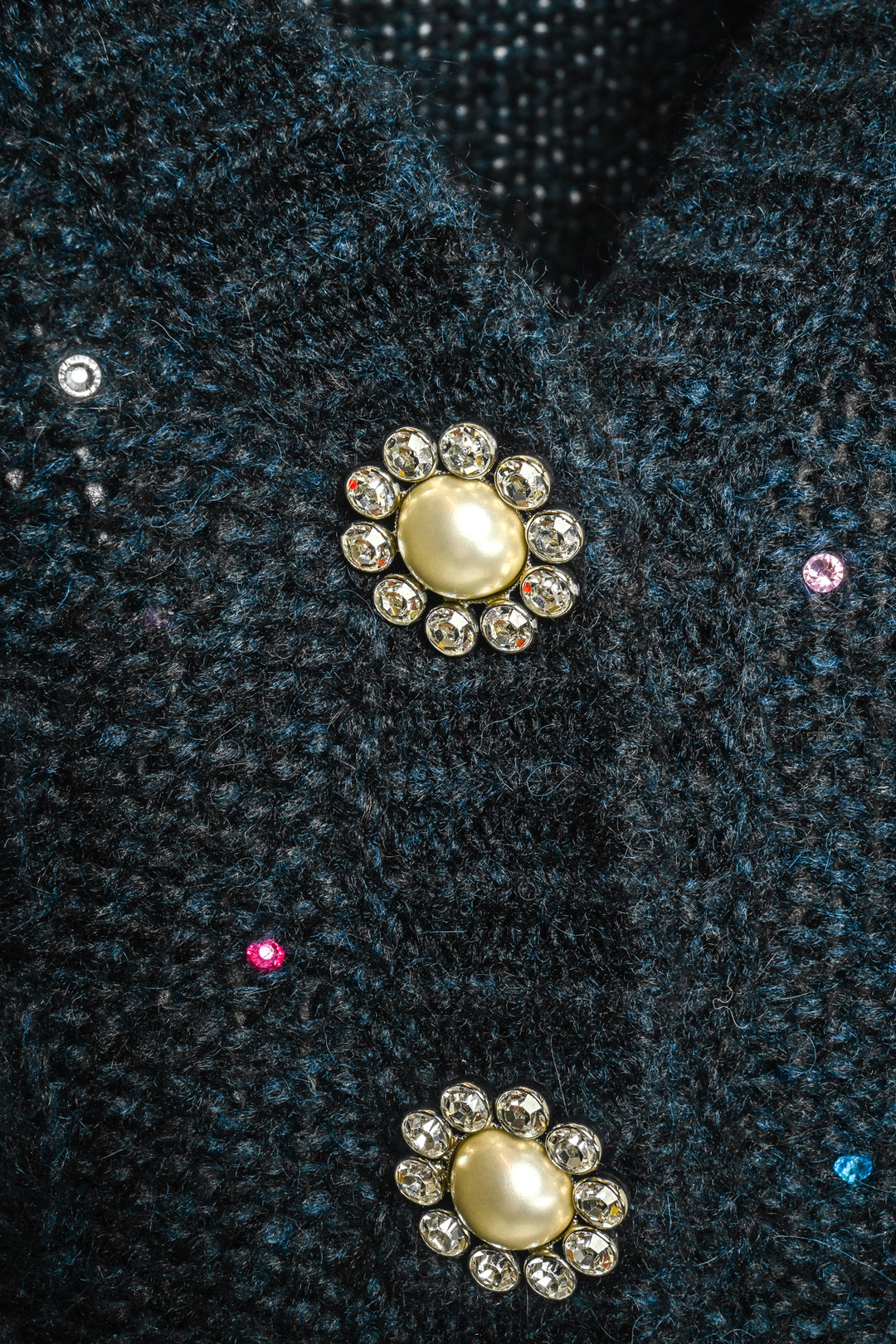 Alessandra Rich Size 38 Hot Fix Crystals Cropped Cardigan