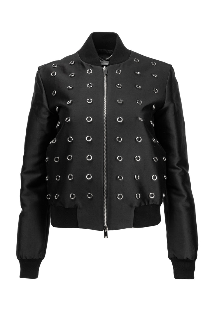 Stella Mccartney Size 2 2017 Elgin Metal Ring Bomber Jacket