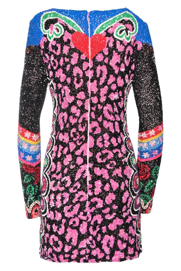 Manish Arora Size XS Horse & Leopard Sequin Long Sleeve Mini Dress