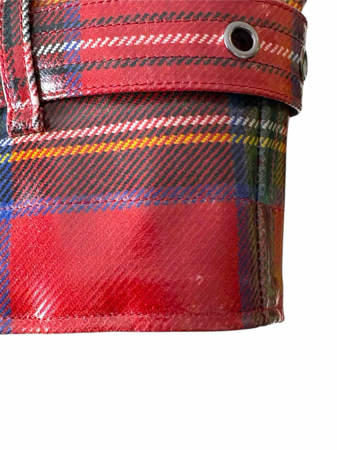 Burberry Size 2 Laminated Tartan Wool Trench Coat