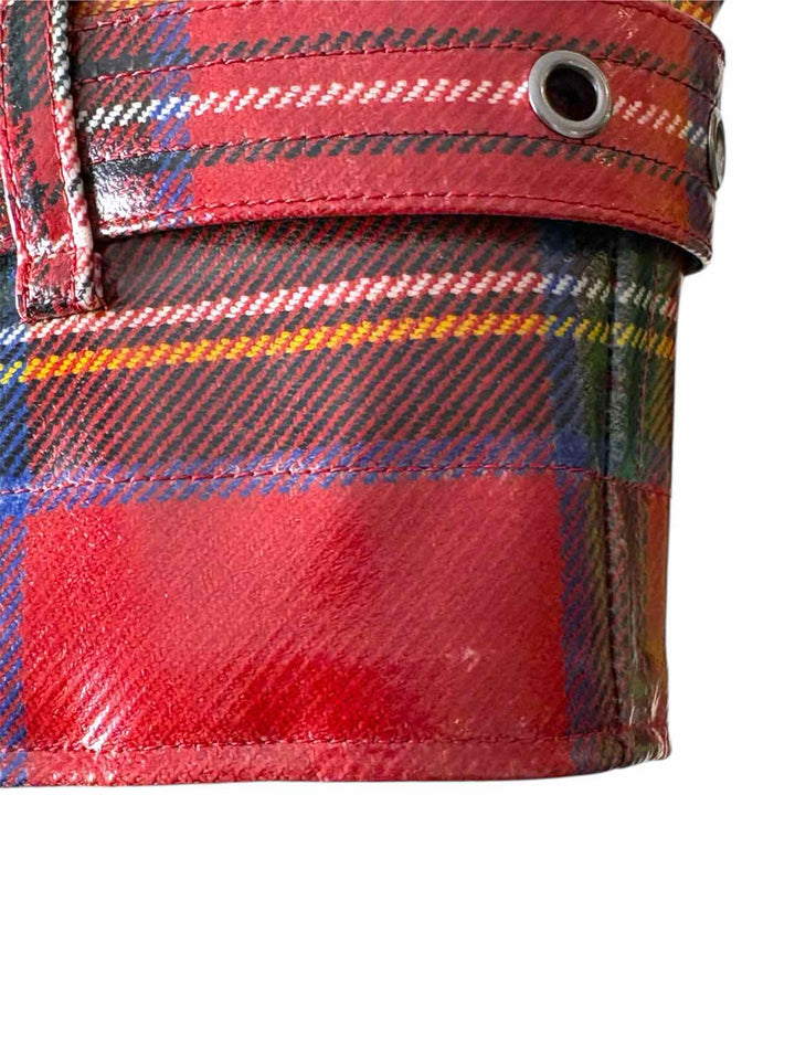 Burberry Size 2 Laminated Tartan Wool Trench Coat