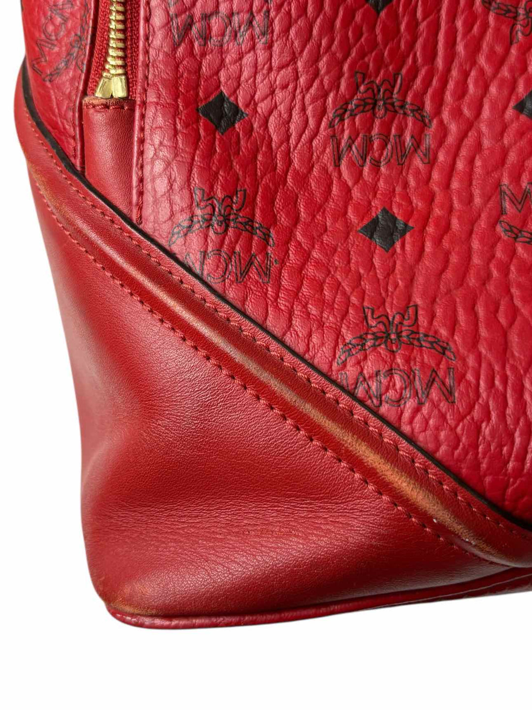 MCM Red Logo Leather BackPack