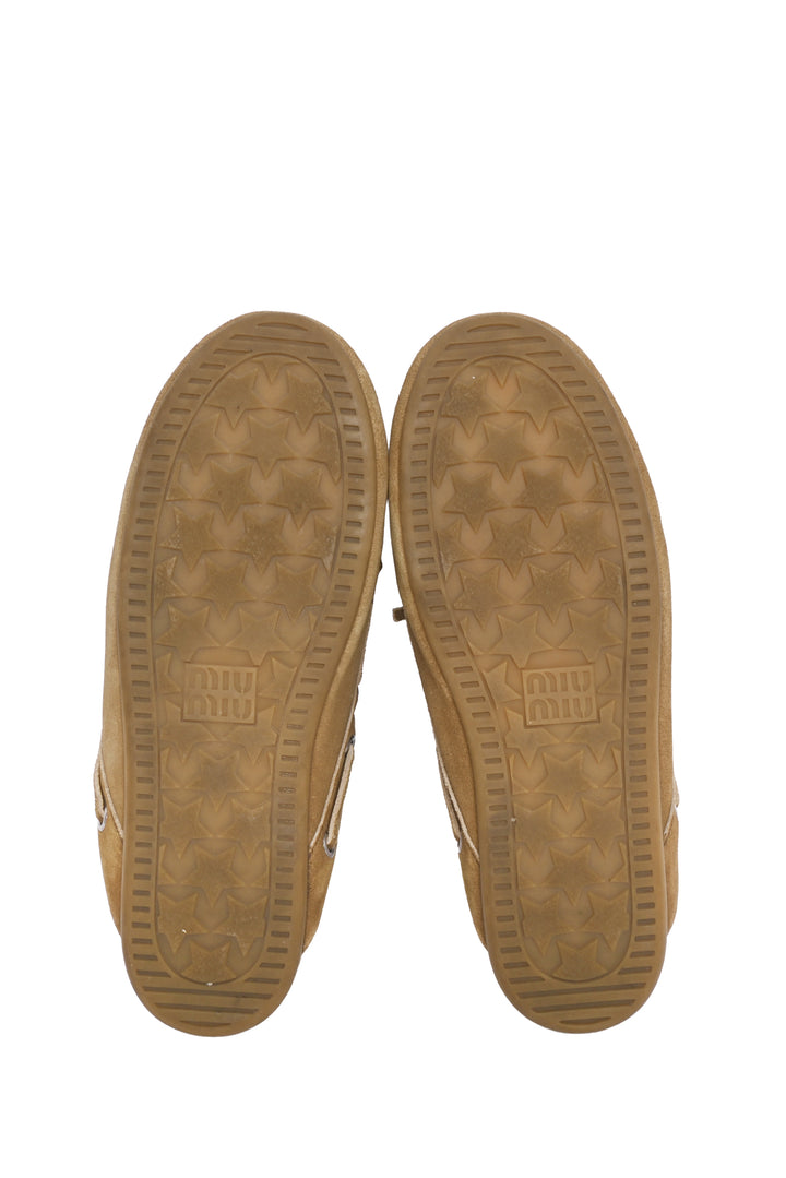 Miu Miu Size 37 Faded Suede Bow Accent Mules