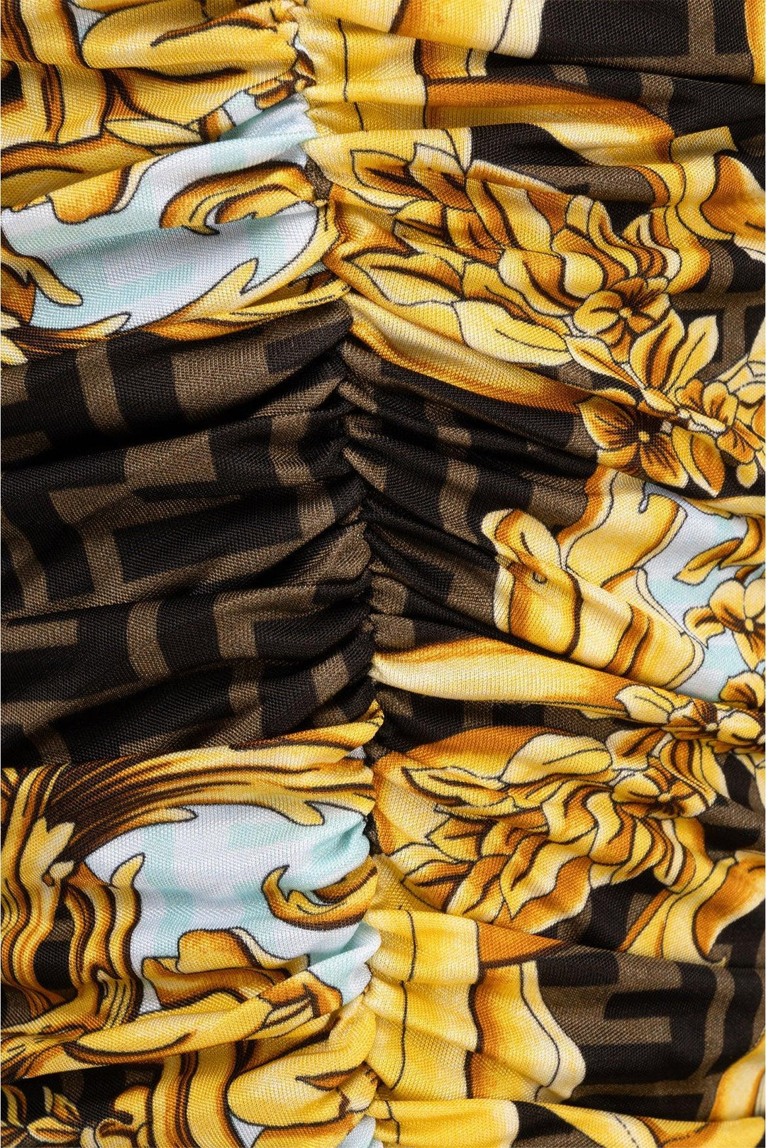 Fendi x Versace Size 42 Fendace Baroque Ruched Mini Skirt