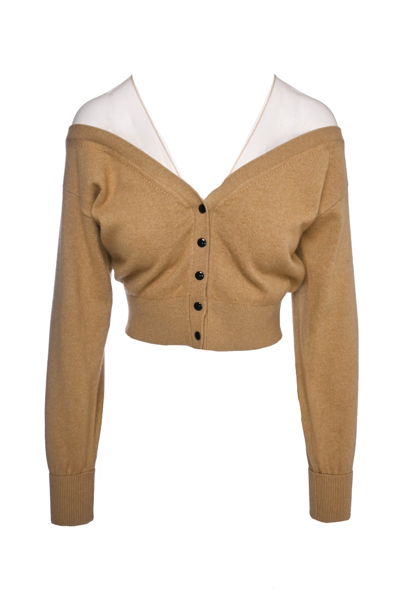 Alexander Wang Size M Fitted Cropped Mesh Inset Cardigan - Luxury