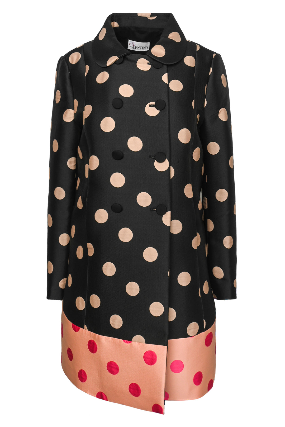 Red Valentino Size L Polka Dot Double Breasted Coat