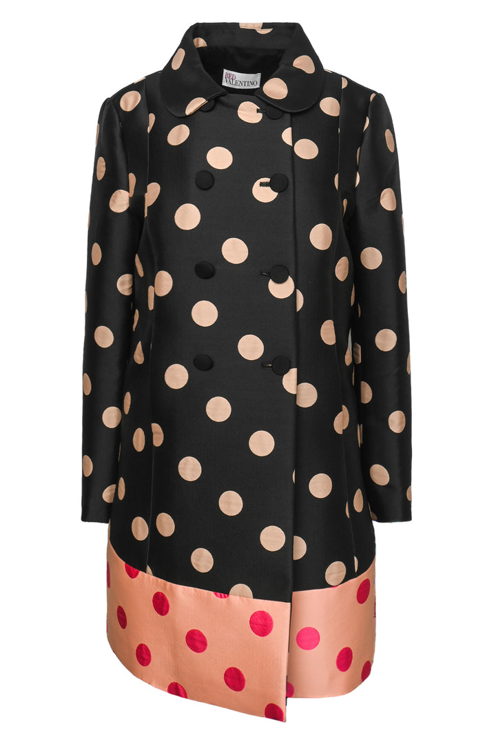Red Valentino Size L Polka Dot Double Breasted Coat