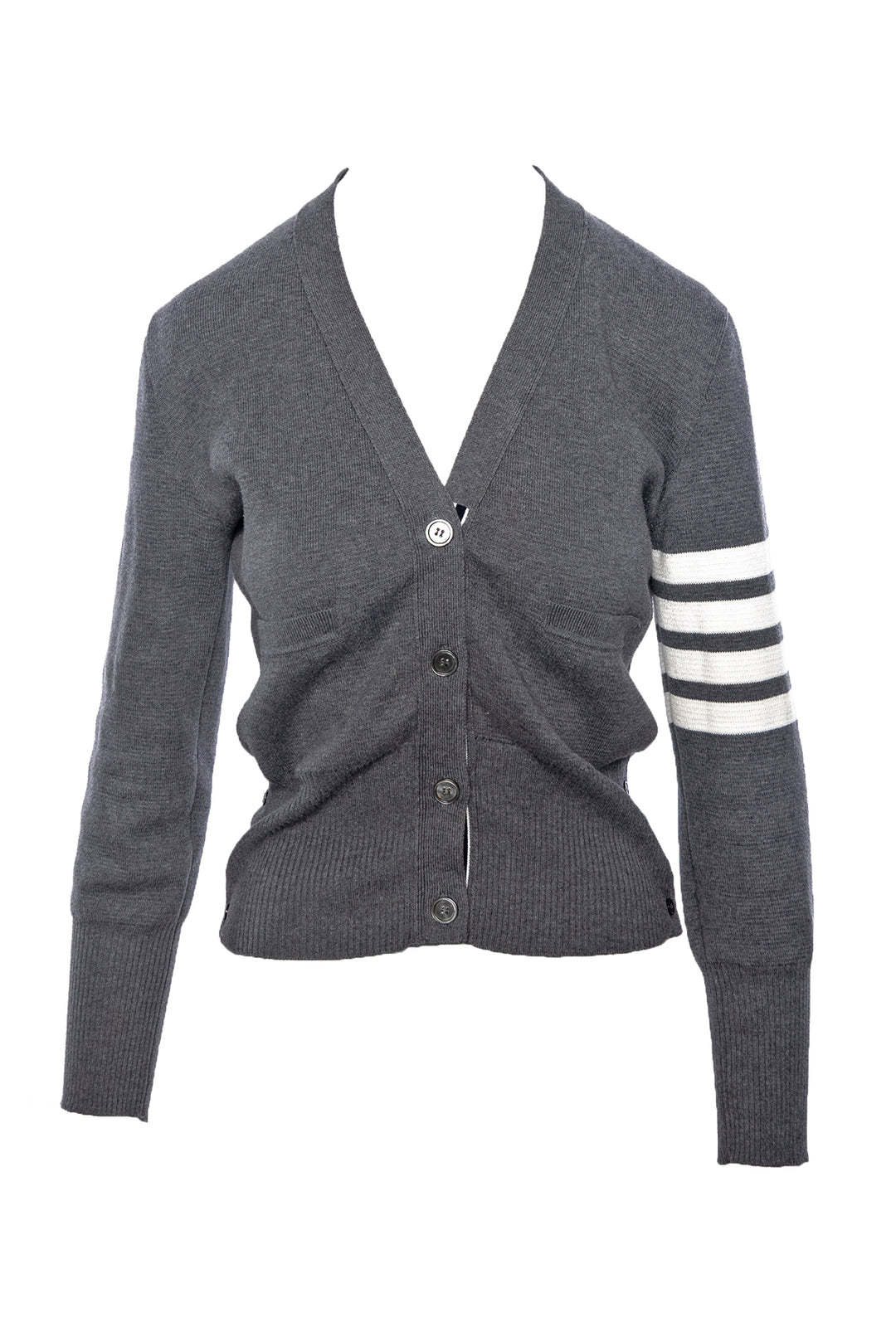 Thom Browne Size 38 Cotton Crepe V-Neck Cardigan