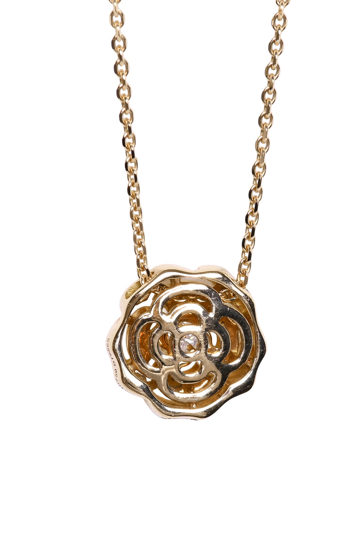 Chanel 18K Rose Gold & Diamond Extrait De Camelia Necklace