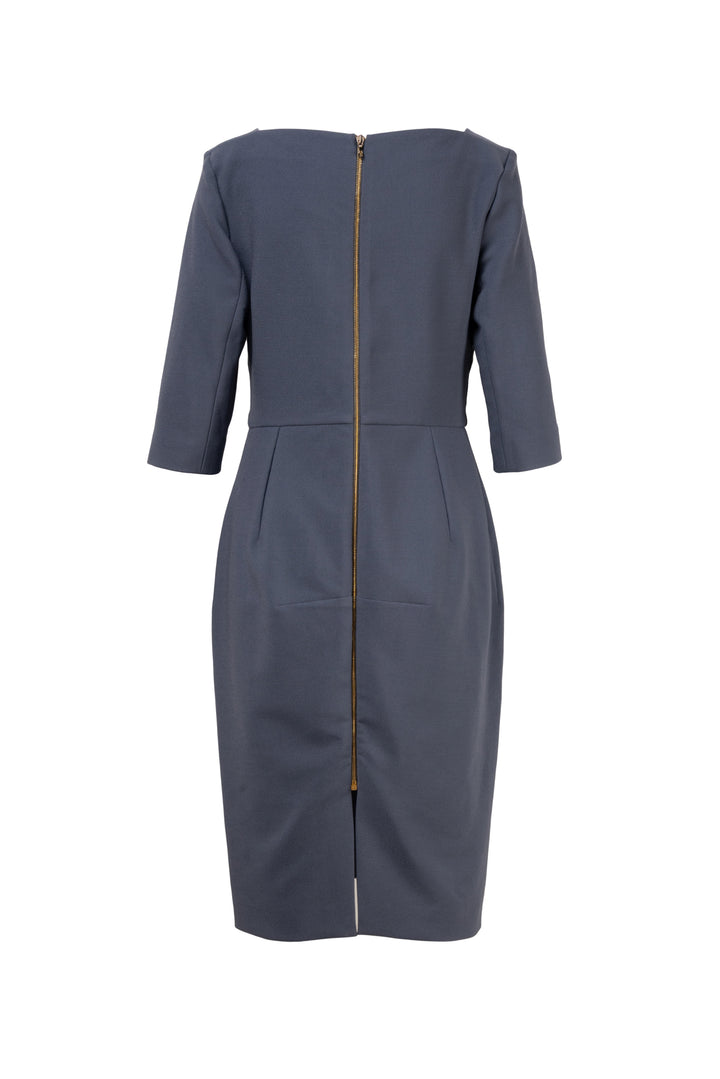 Roland Mouret Size 12 3/4 Sleeve Crepe Midi Dress