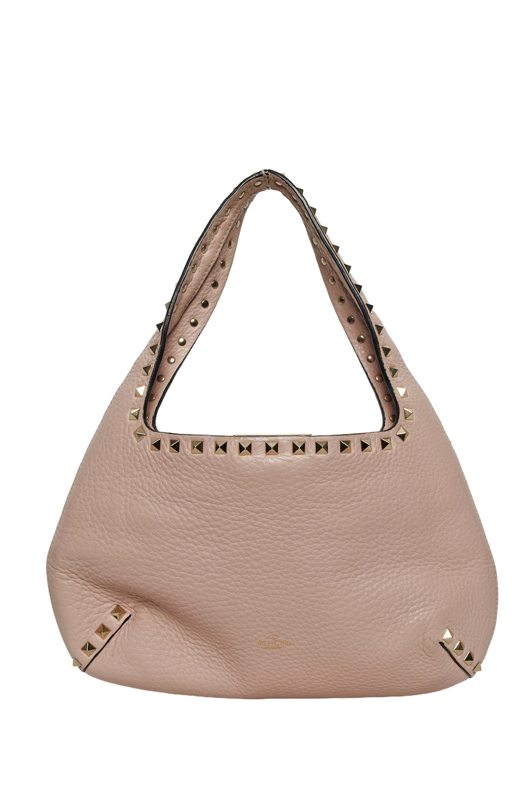 Valentino Pebbled Calfskin Small Rockstud Flip Lock Hobo