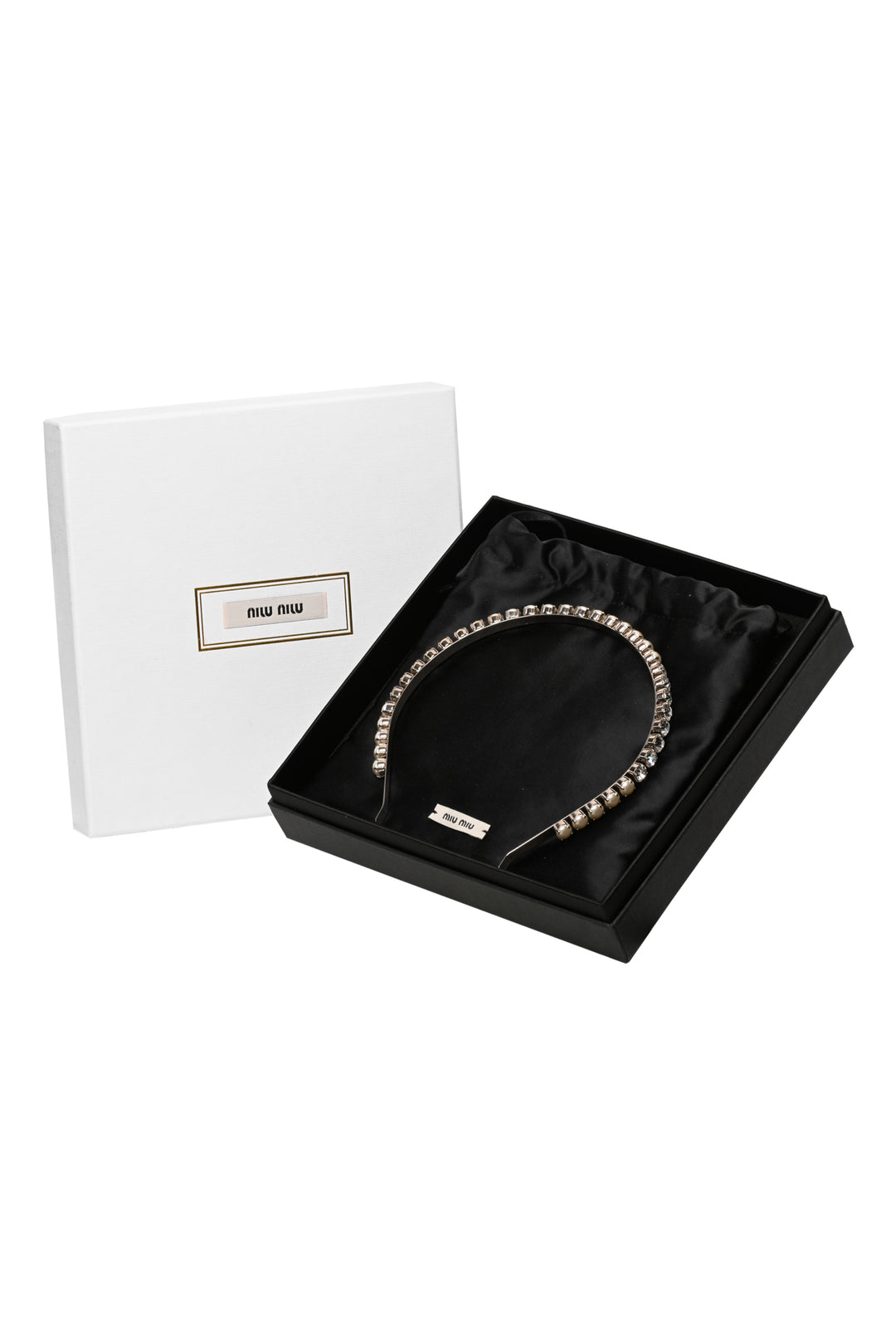 Miu Miu Faux Pearl & Crystal Headband