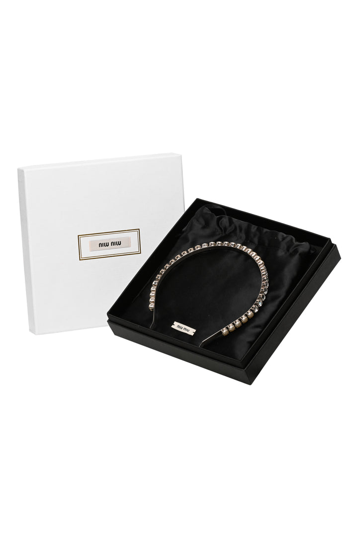 Miu Miu Faux Pearl & Crystal Headband