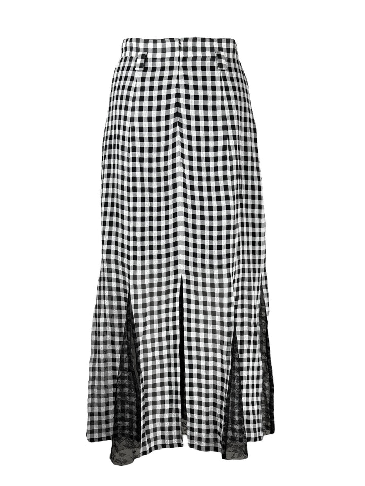 Philosophy Di Lorenzo Serafini Size 4 Gingham & Lace Pleated Long Skirt