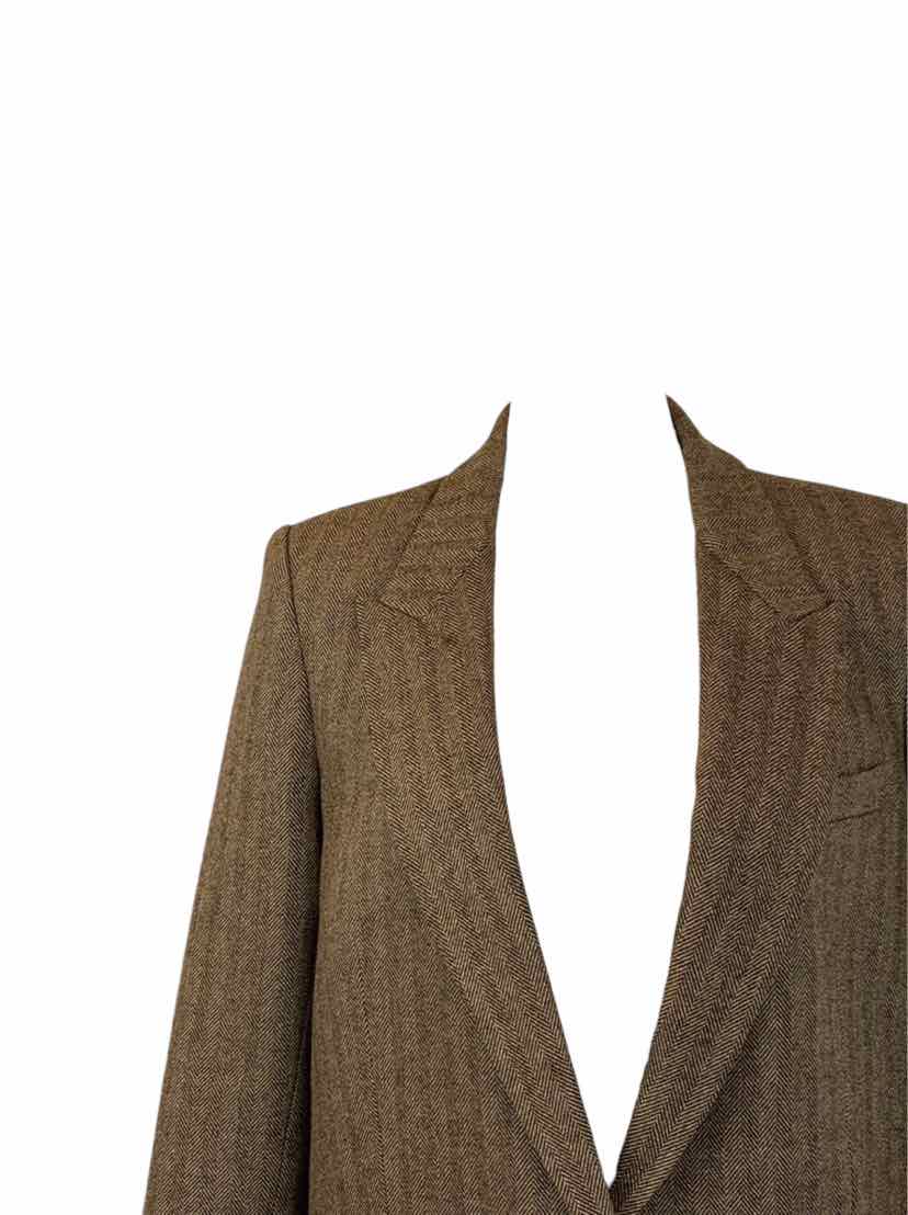 Nili Lotan Size 8 Herringbone Wool Blend Blazer