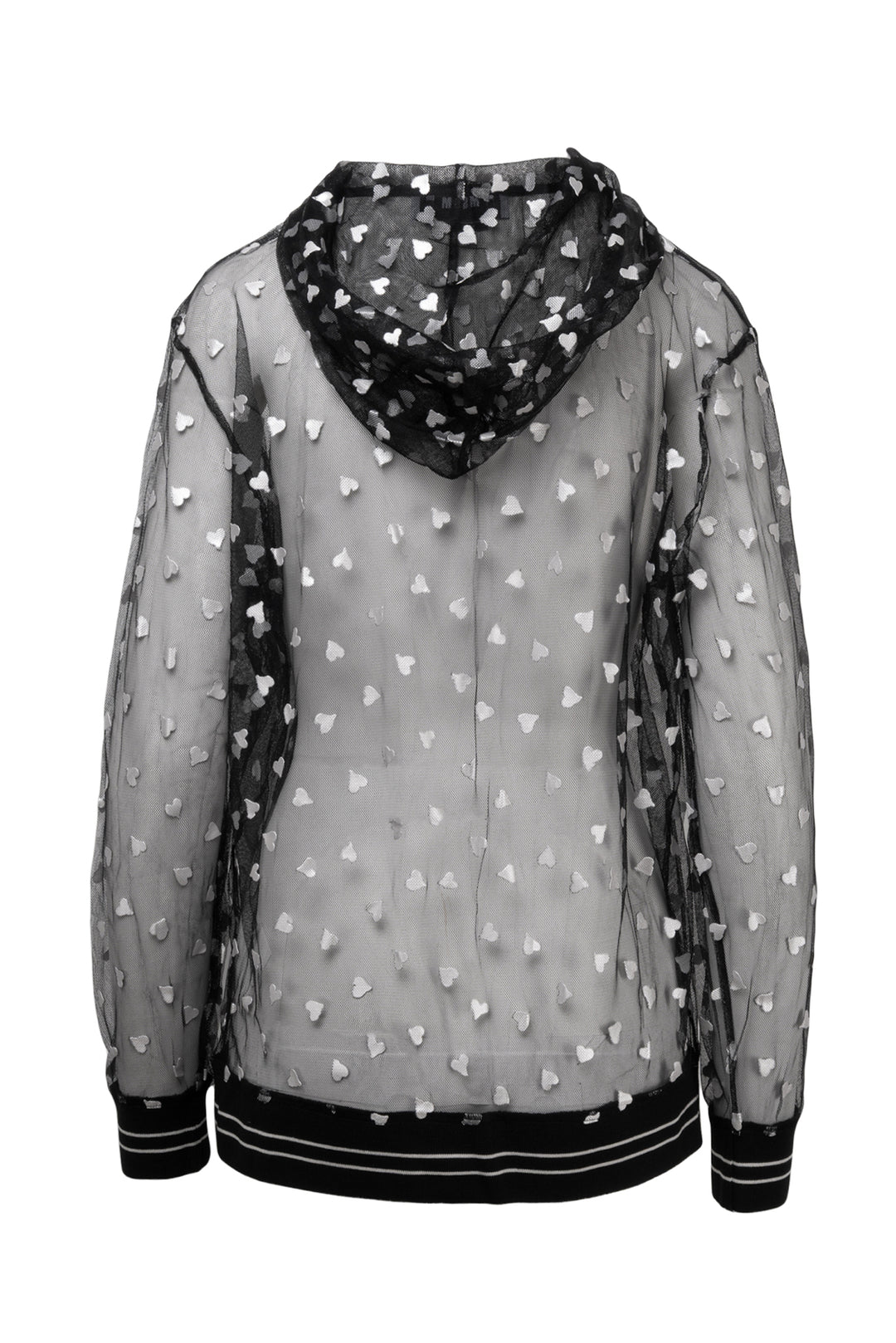 MSGM Size S Sheer Heart-Print Sweatshirt