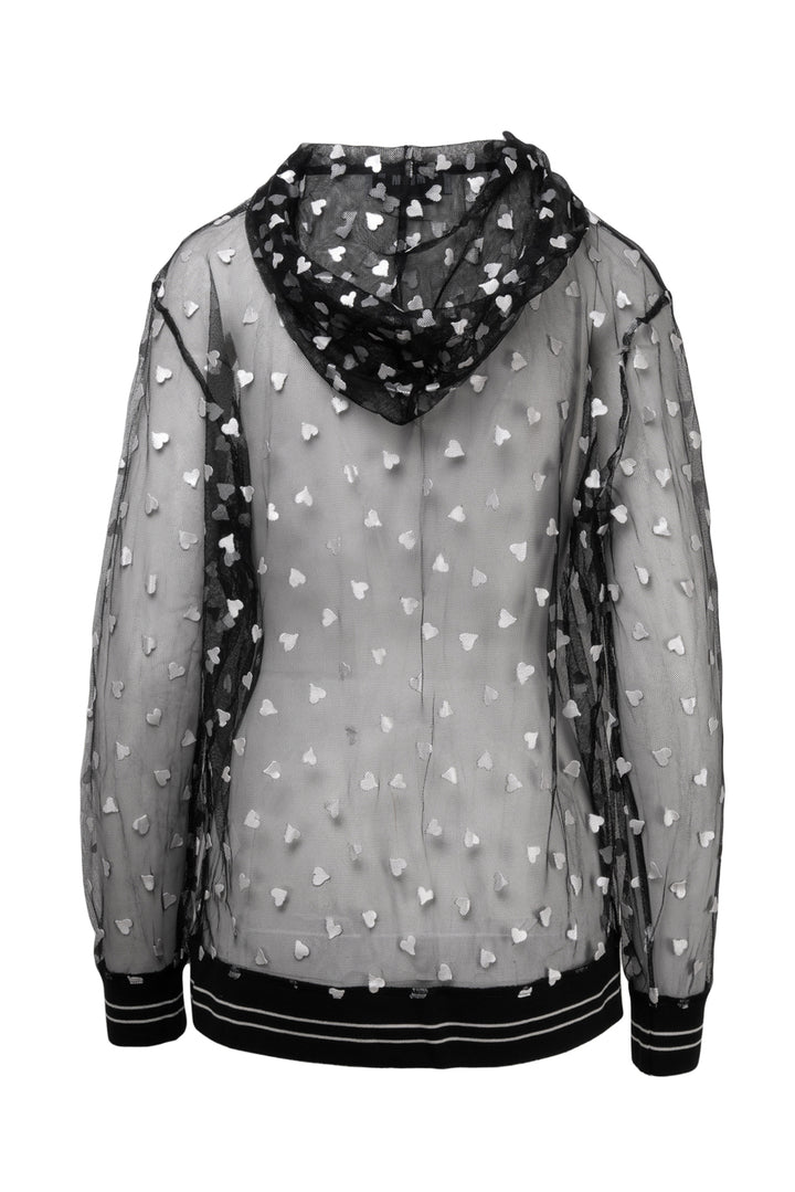 MSGM Size S Sheer Heart-Print Sweatshirt
