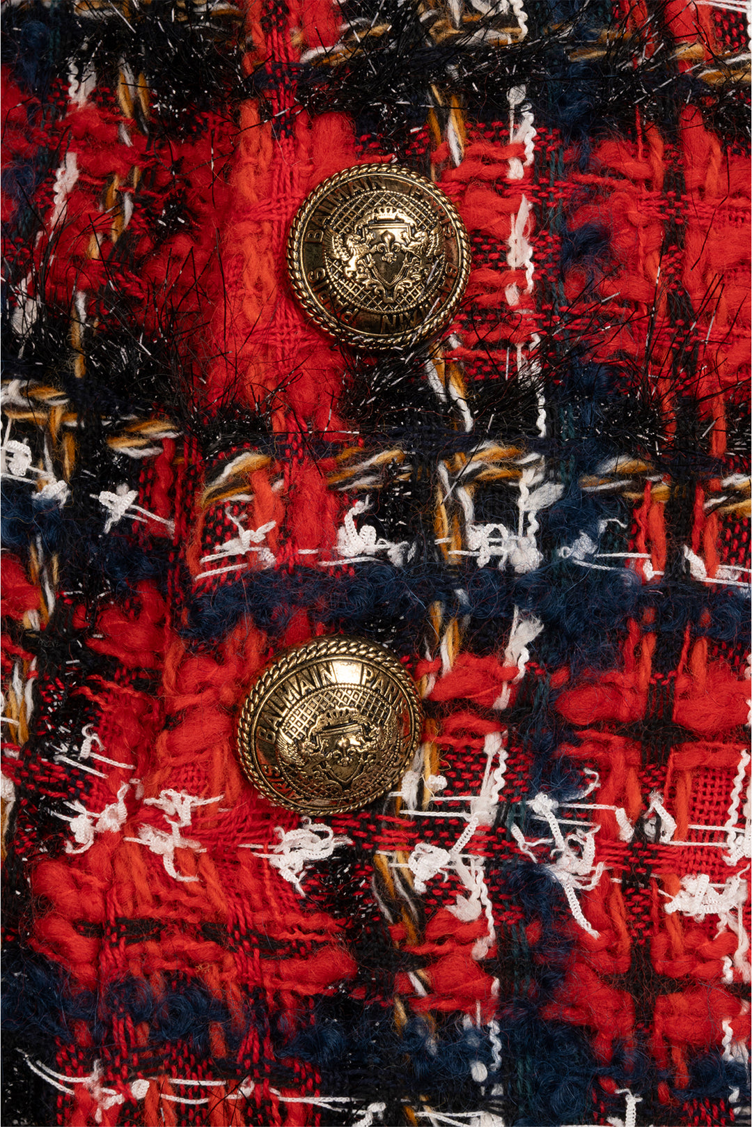 Balmain Size 36 Frayed Check Tweed Shorts