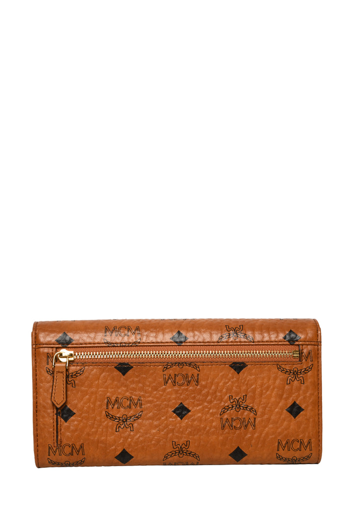 MCM Visetos Coated Canvas Heritage Flap Continental Wallet