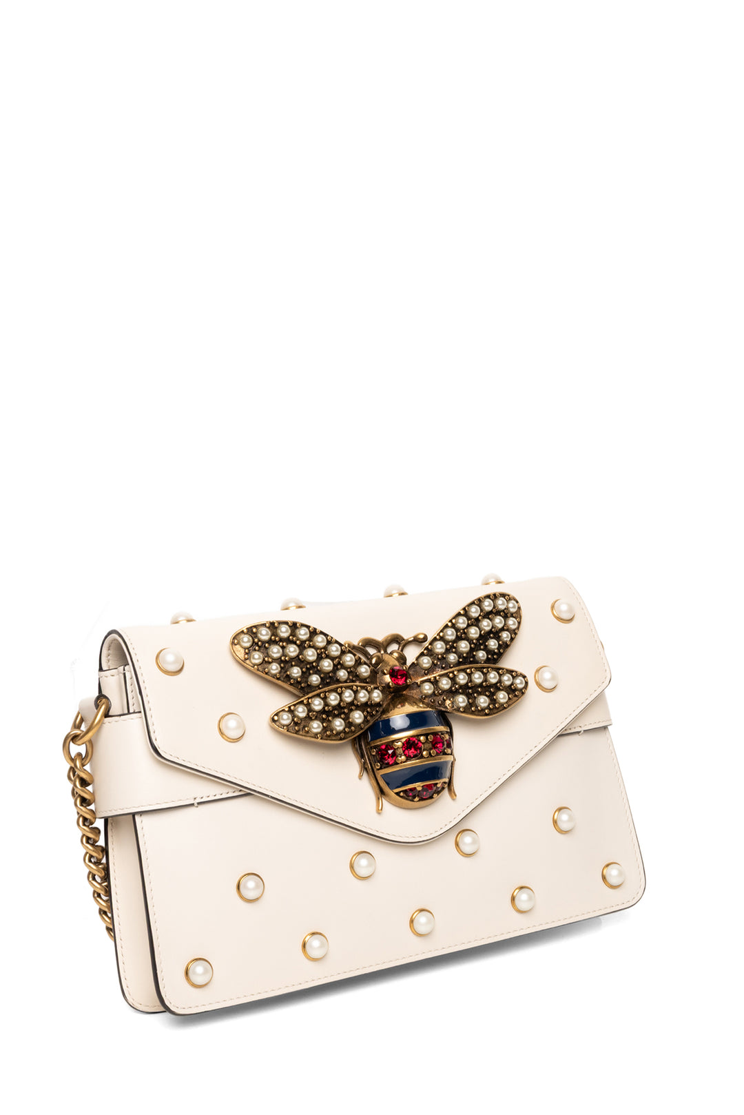 Gucci Faux Pearl Studded Mini Broadway Bee Shoulder Bag