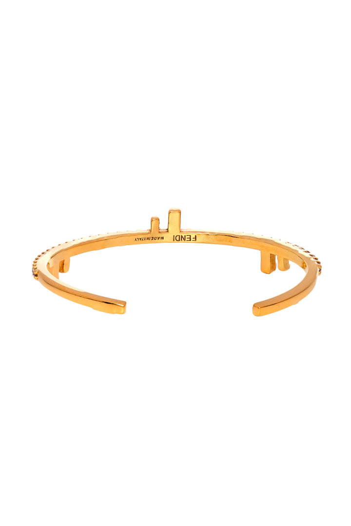 Fendi Size M Crystal F Cuff Bracelet
