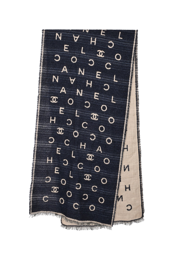 Chanel CC & Coco Chanel Logo Cashmere & Silk Scarf