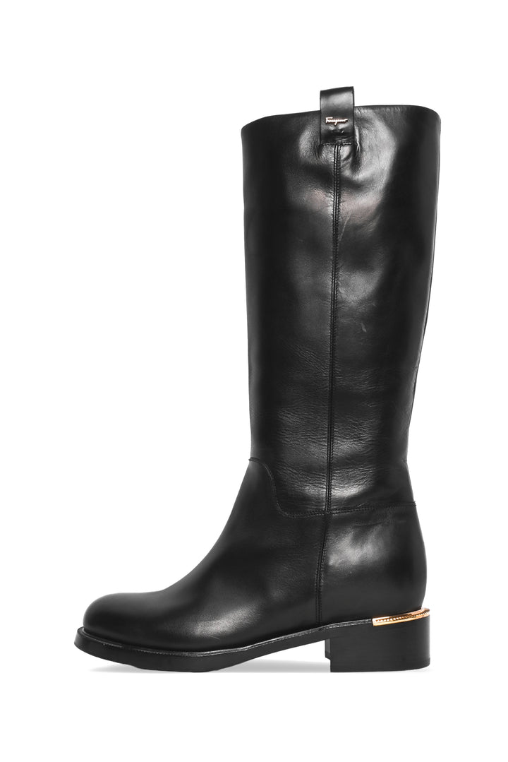 Salvatore Ferragamo Size 9 Liam Leather Knee Length Boots