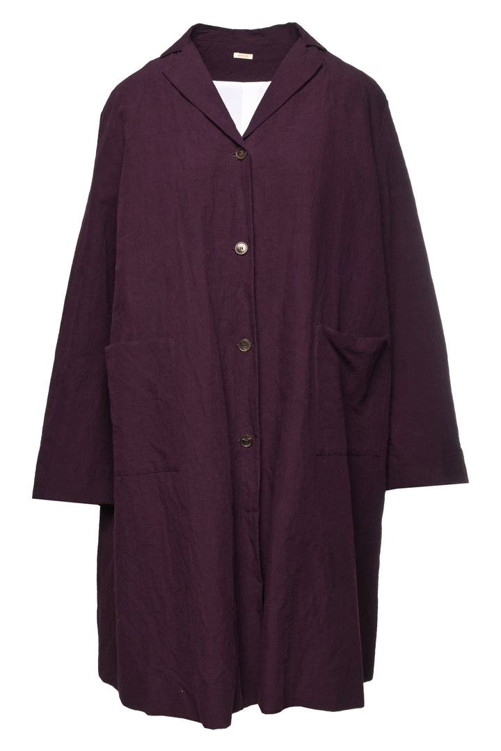 apuntob Size L Linen & Cotton Button-Up Midi Coat