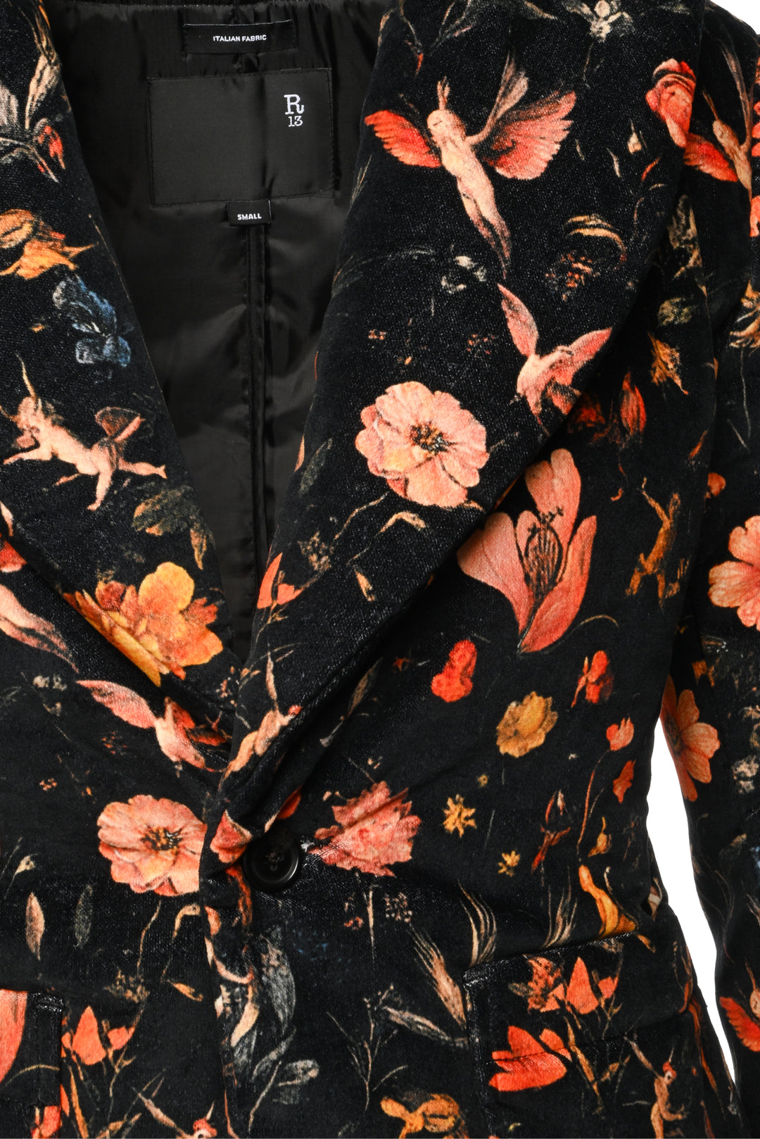 R13 Size S Padded Peak Lapel Shrunken Blazer