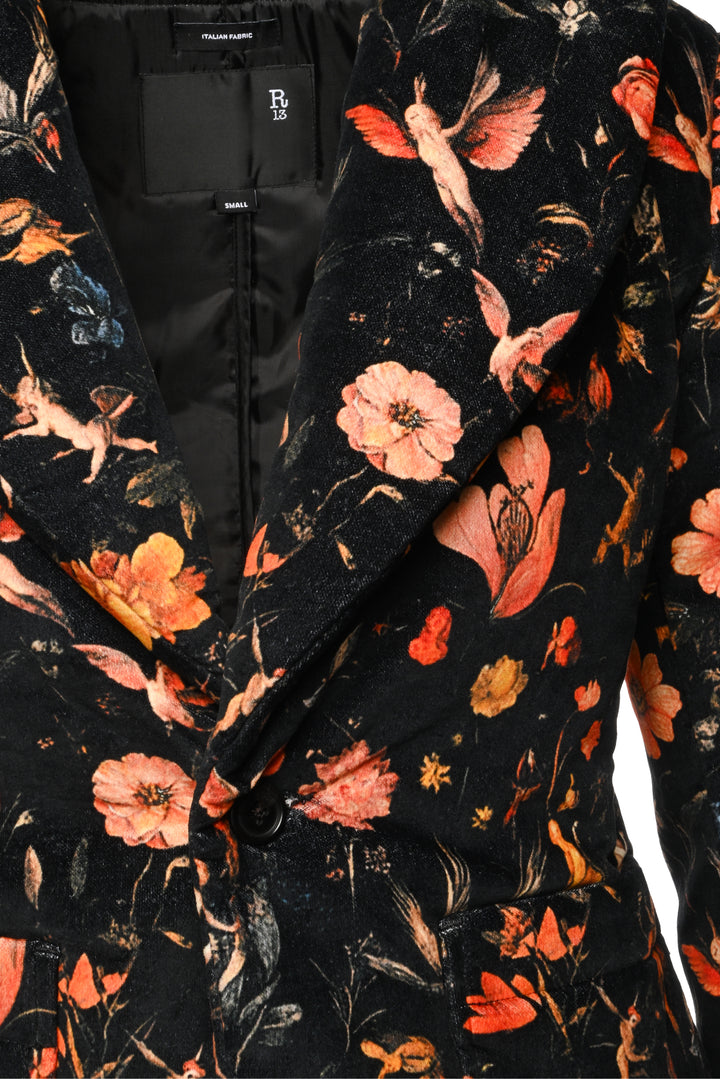 R13 Size S Padded Peak Lapel Shrunken Blazer
