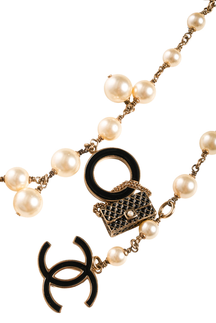 Chanel 2007 Faux Pearl & Coco Chanel Charm Chain Belt