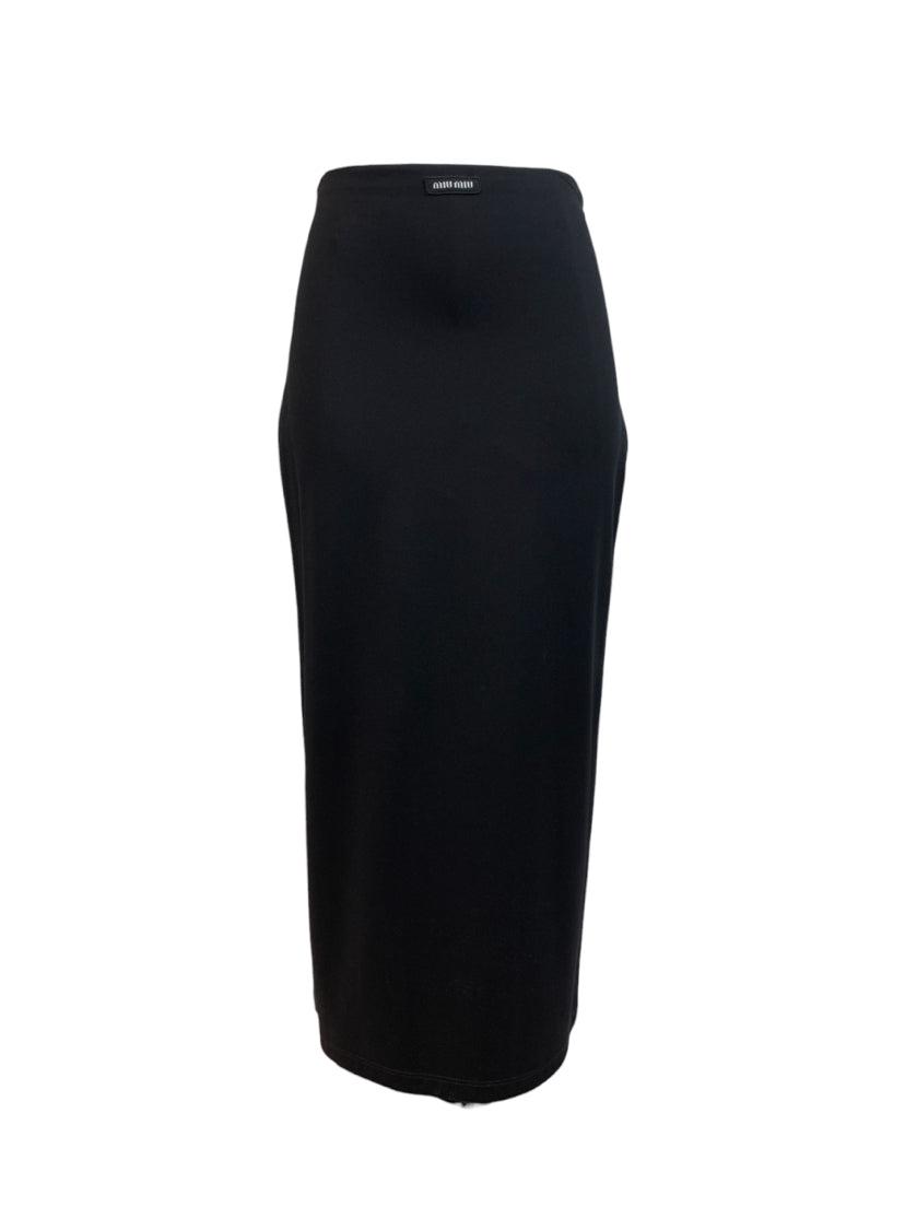 Miu Miu Size 40 2023 Logo Pencil Midi Skirt