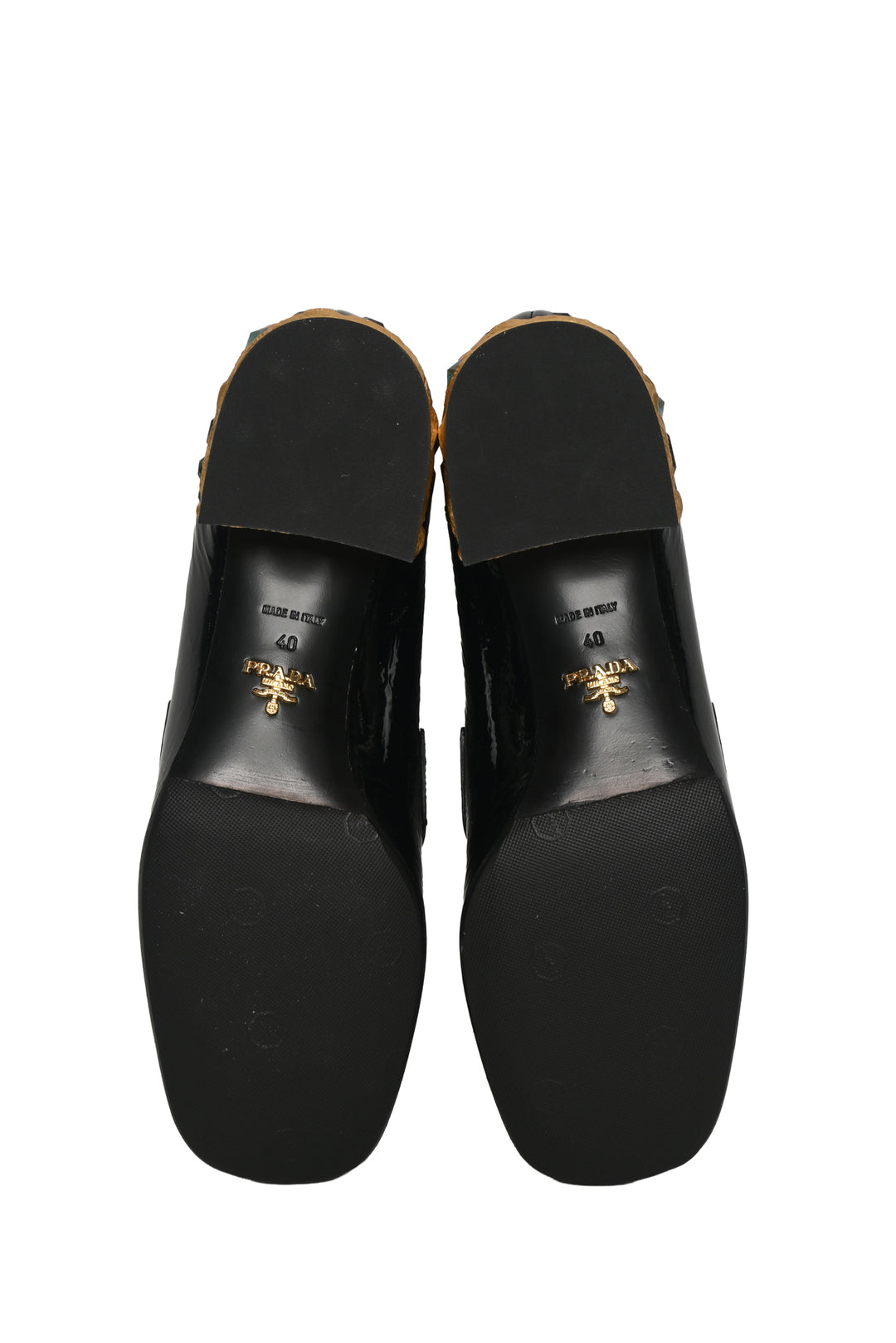 Prada Size 40 Patent Leather Jeweled Loafers