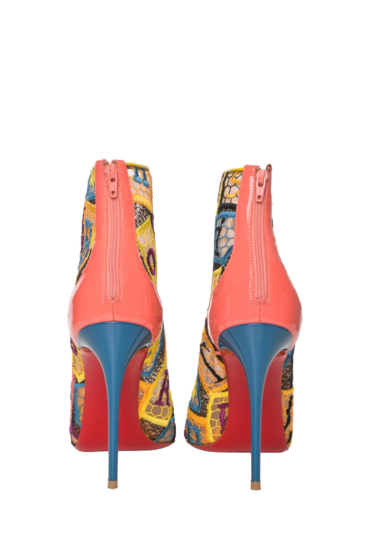 Christian Louboutin Size 37 Mesh Letter Embroidered Booties