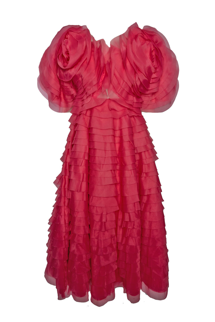 Aje Size S Amour Ruffle Midi Dress