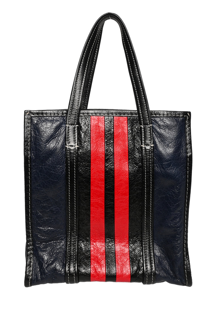 Balenciaga F/W 2017 Striped Lambskin Small Bazar Shopper Tote